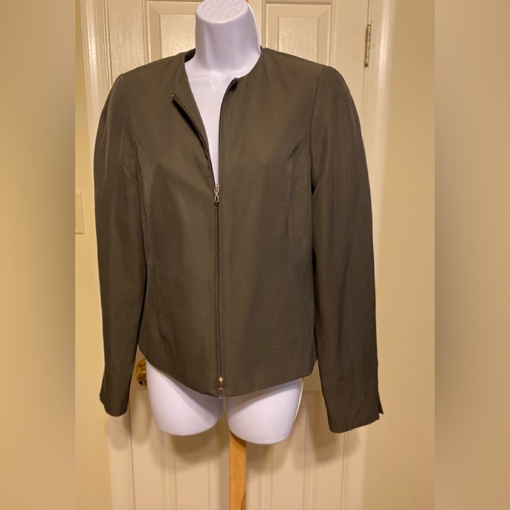 LIZ CLAIBORNE - Women's Olive Zip-up Jacket, Size: M